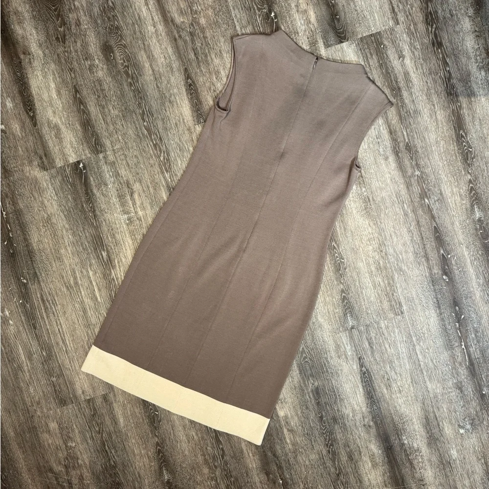St. John Brown and Cream Midi Dress - Picture 2 of 3